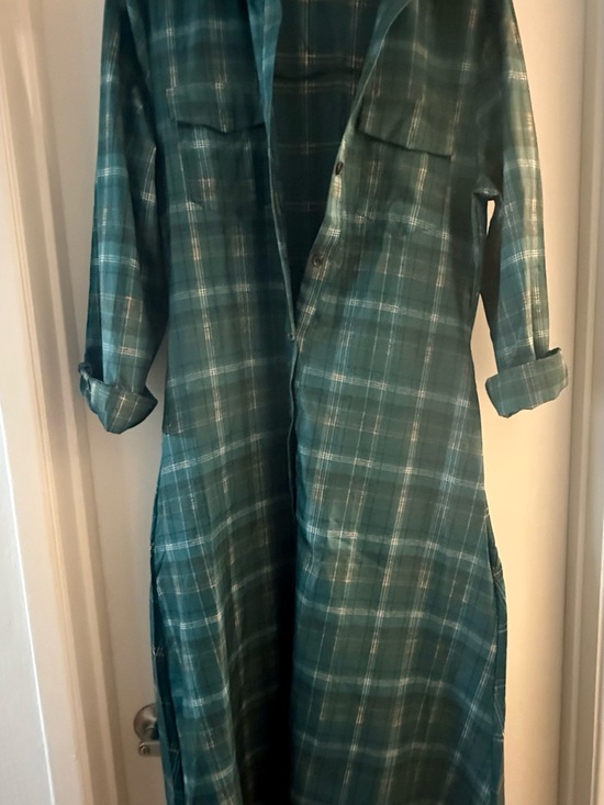 Dresses & Skirts - Green Plaid Long Shirt Dress - Womens